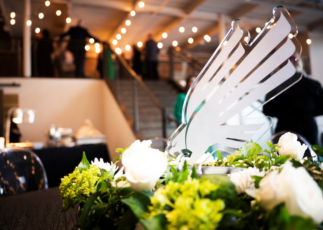 Diving Eagle table display at the UNT Salute to Faculty Excellence