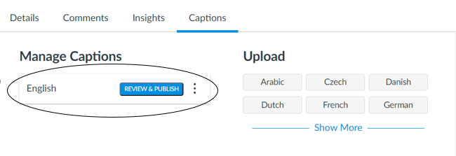 Canvas Studio Captioning Tutorial 3 - Review & Publish Button Location