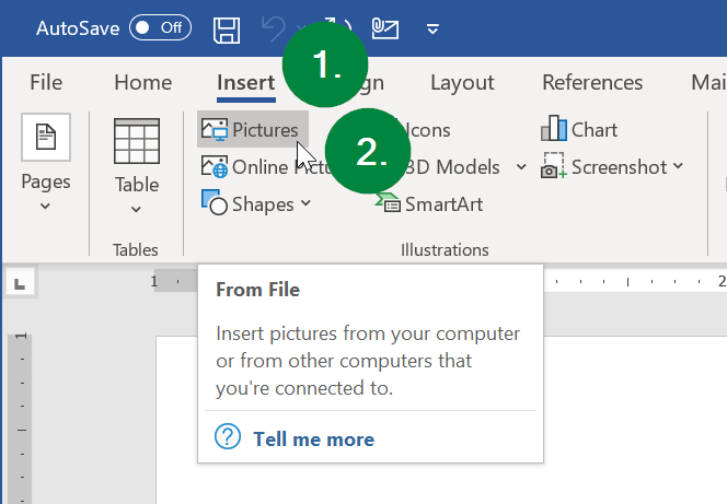 Screen capture of Microsoft Word's Insert ribbon menu.