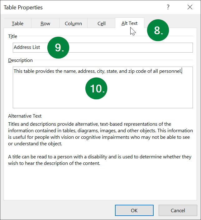 Alt Text Tab