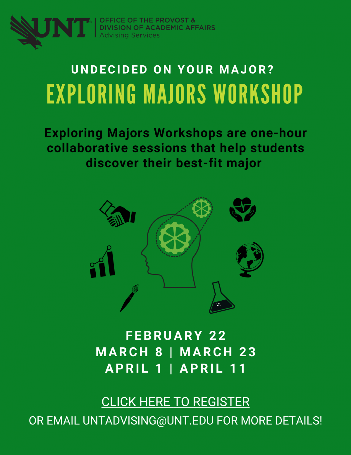  Schedule your exploring majors workshop date via Navigate