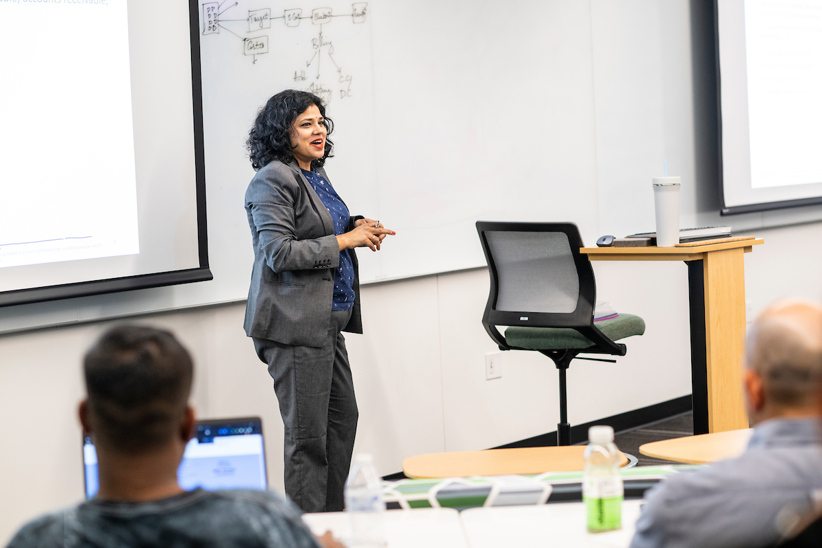 faculty member presenting to class