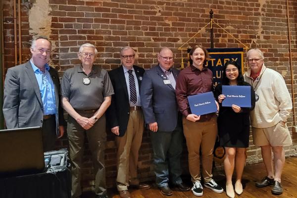 UNT Rotary grant winners pose with Rotary Club members